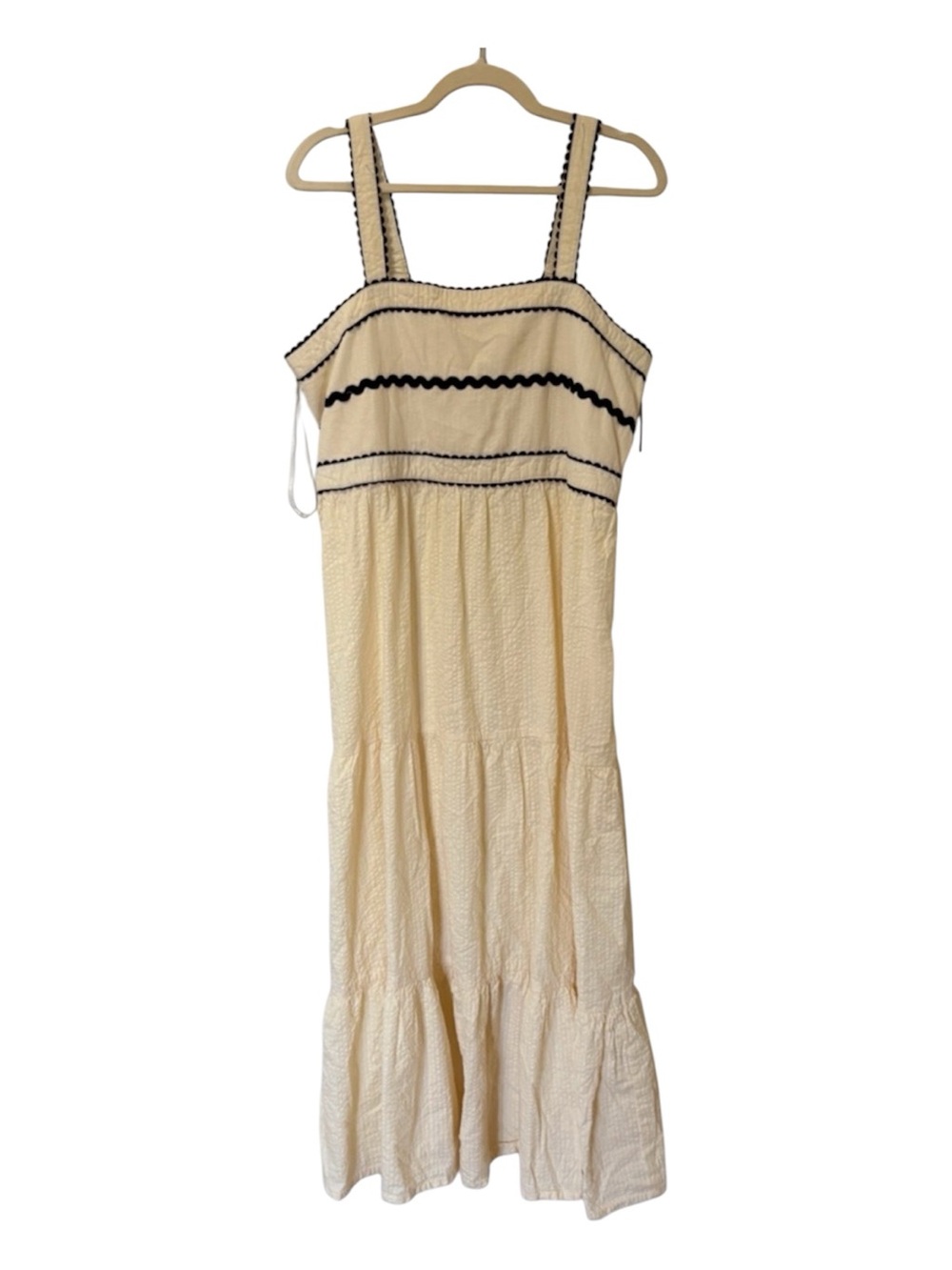 Japna Cream Maxi Dress with Navy Trim NWT XL